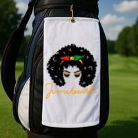 Juneteenth Pride Afro Hair Black History Golf Towel thumb 2