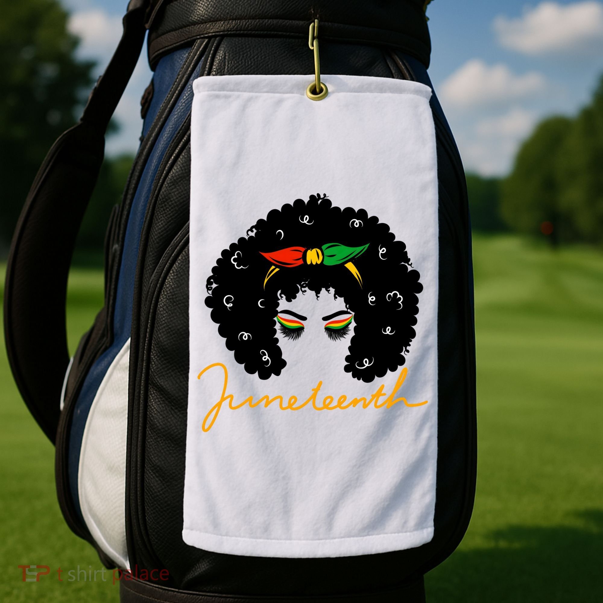 Juneteenth Pride Afro Hair Black History Golf Towel