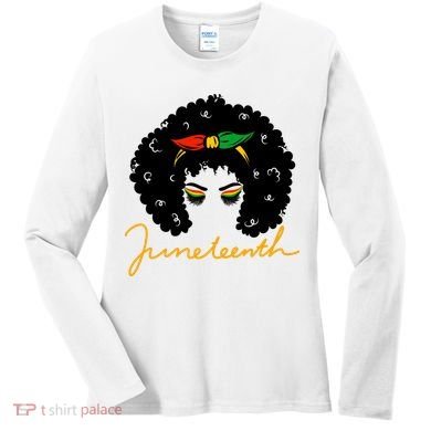 Juneteenth Pride Afro Hair Black History Women's Long Sleeve Shirt