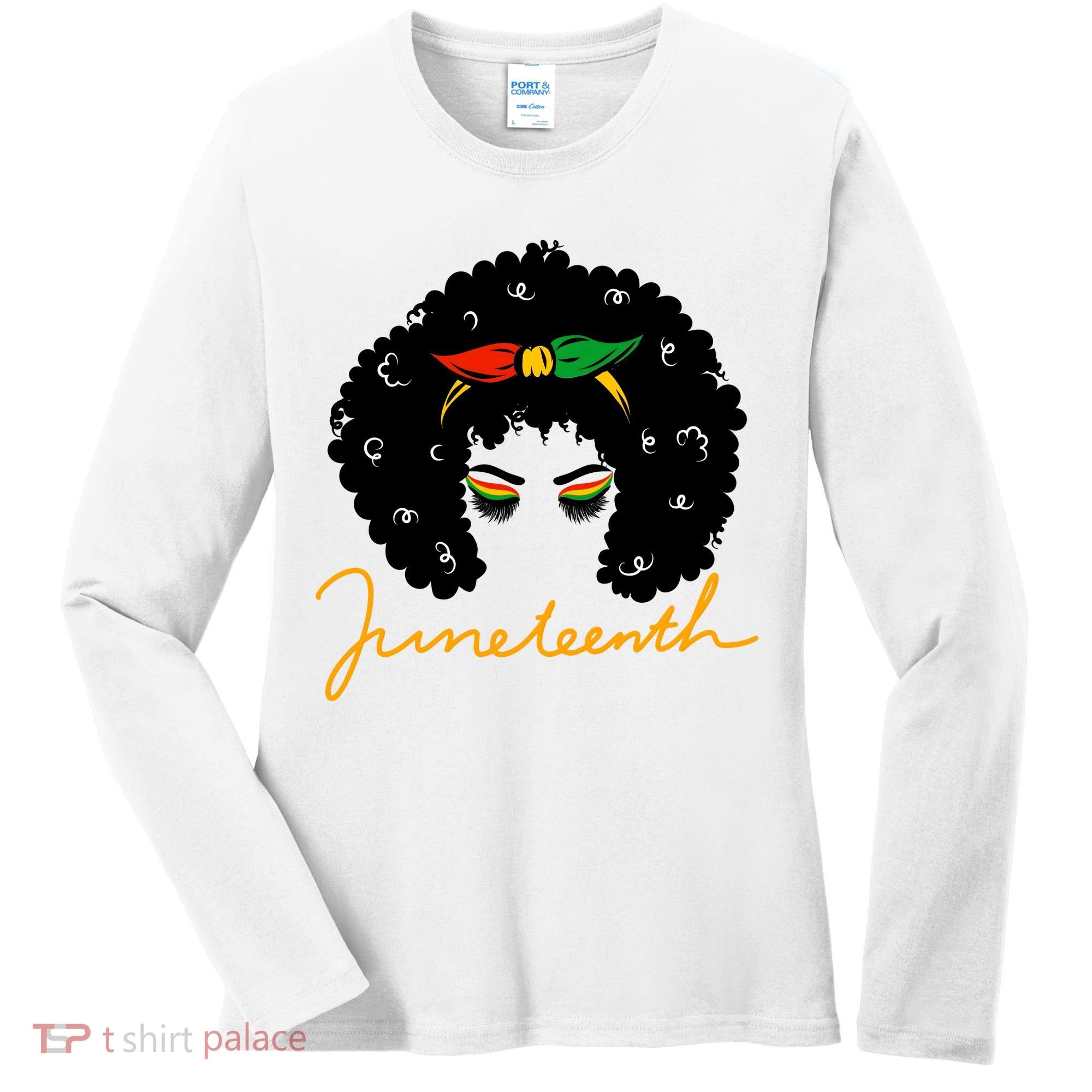 Juneteenth Pride Afro Hair Black History Women's Long Sleeve Shirt