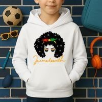 Juneteenth Pride Afro Hair Black History Kids Hoodie thumb 2