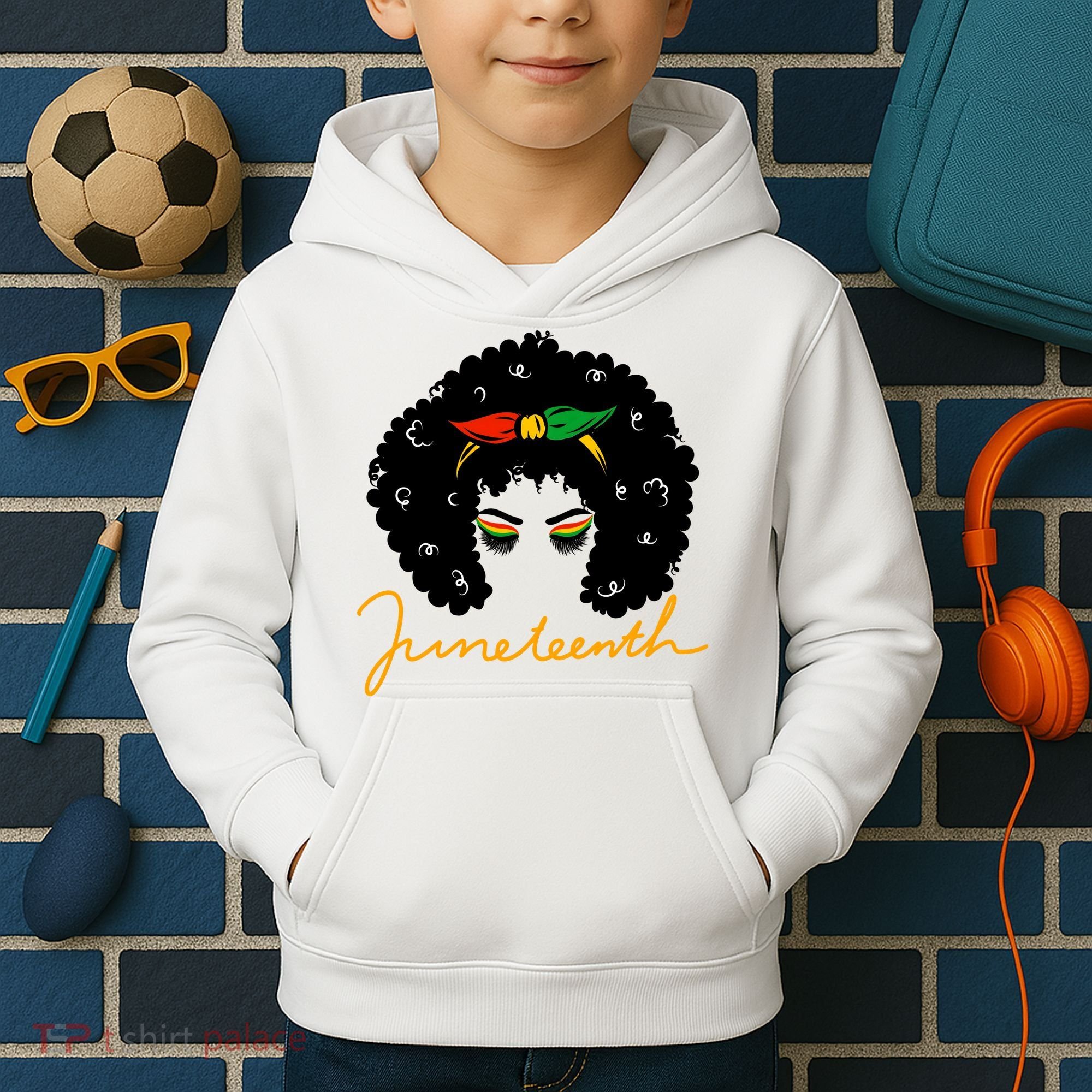 Juneteenth Pride Afro Hair Black History Kids Hoodie