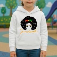 Juneteenth Pride Afro Hair Black History Kids Hoodie thumb 3