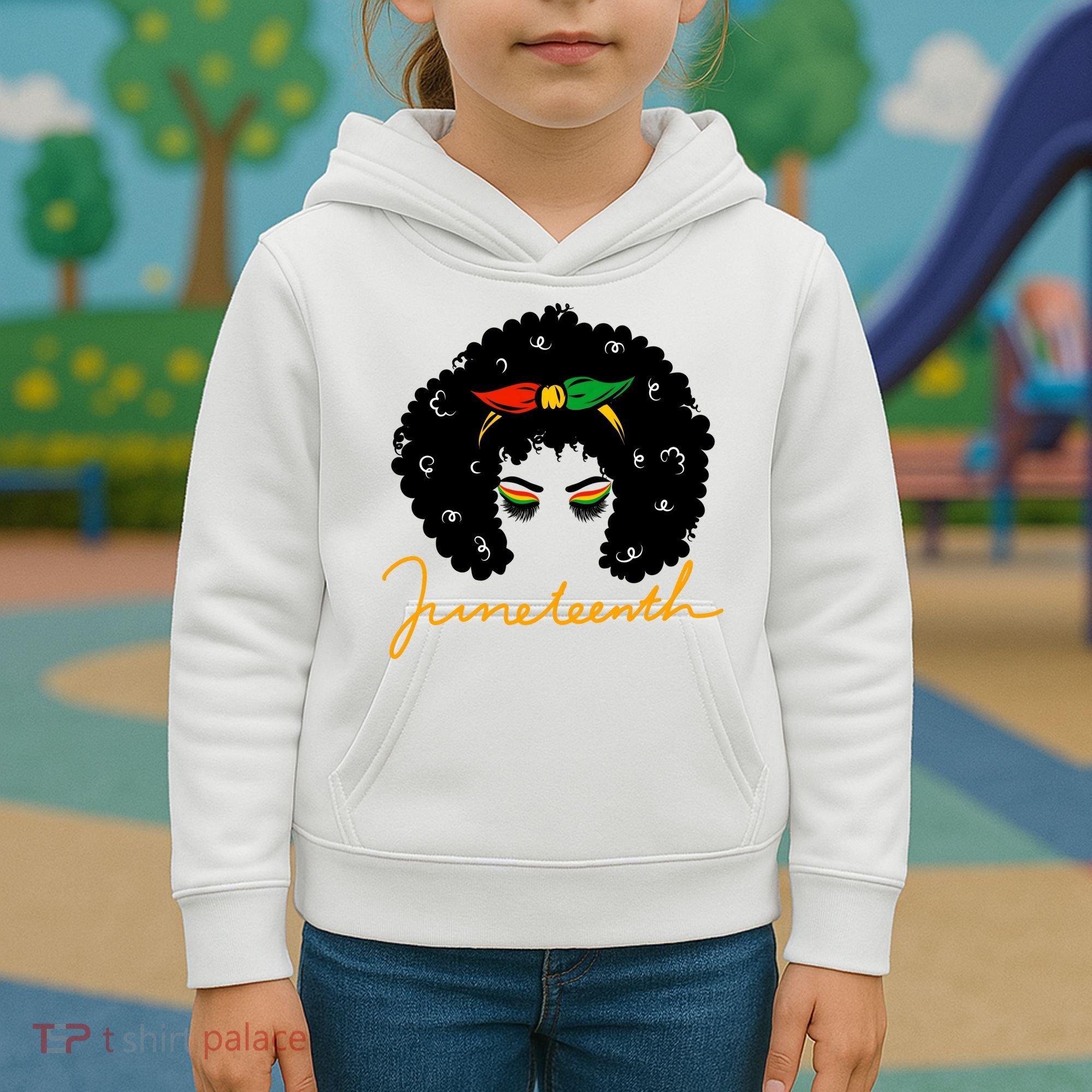 Juneteenth Pride Afro Hair Black History Kids Hoodie