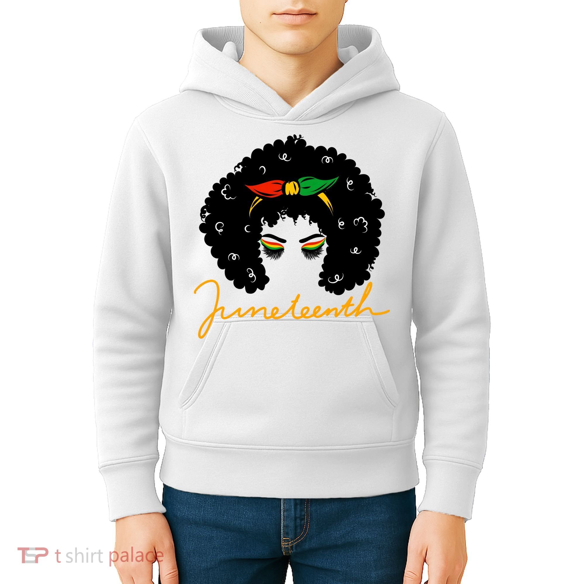 Juneteenth Pride Afro Hair Black History Kids Hoodie