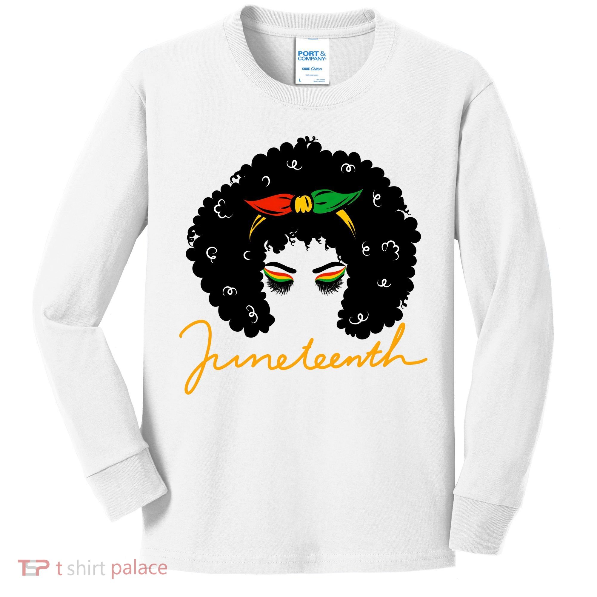 Juneteenth Pride Afro Hair Black History Kids Long Sleeve Shirt