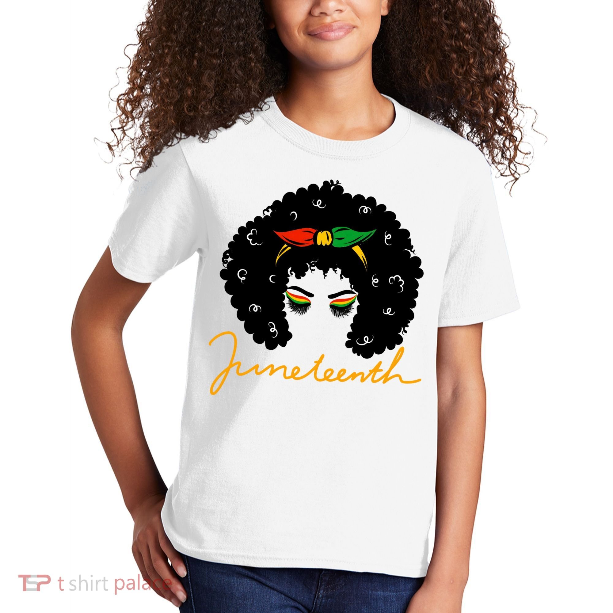Juneteenth Pride Afro Hair Black History Kids T-Shirt