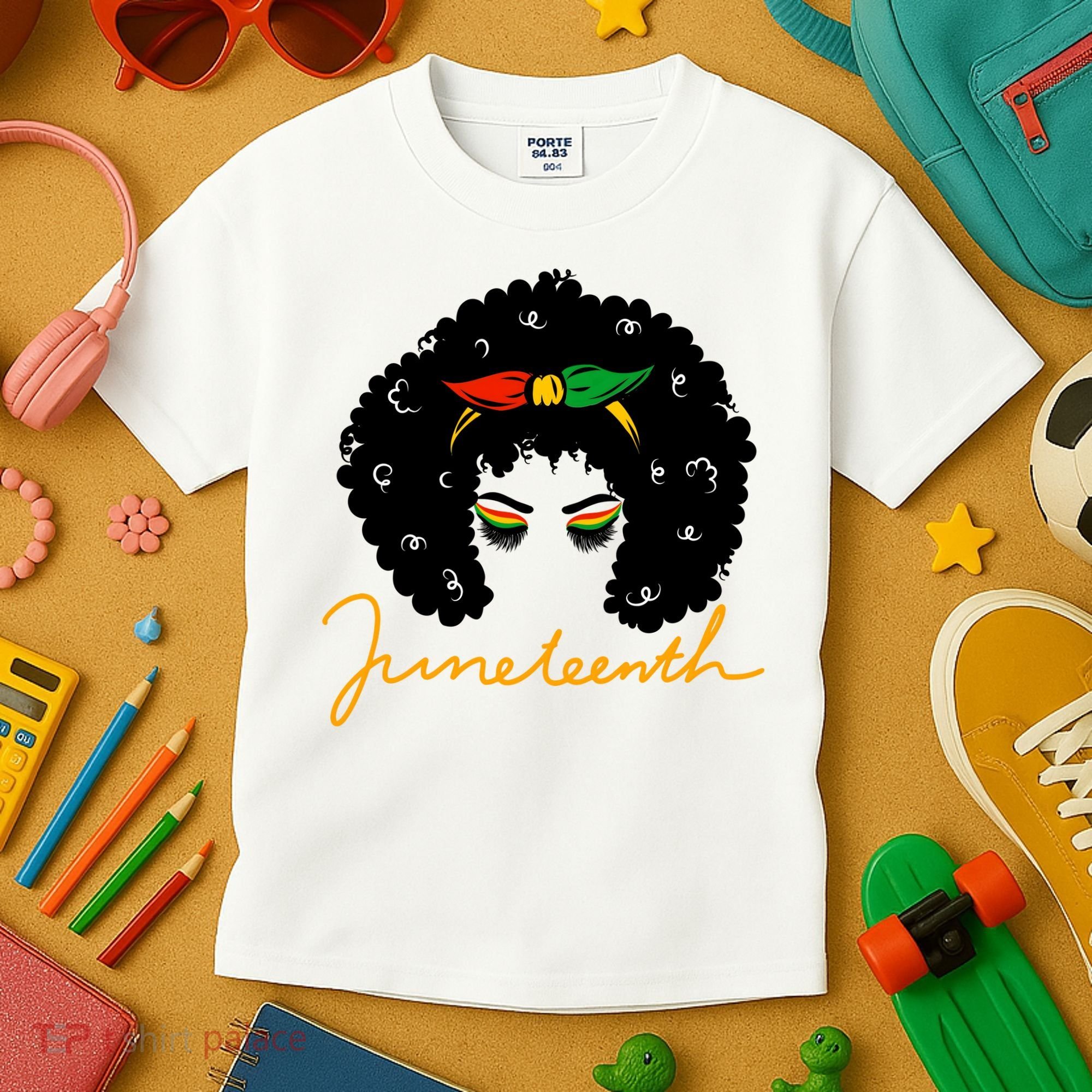 Juneteenth Pride Afro Hair Black History Kids T-Shirt