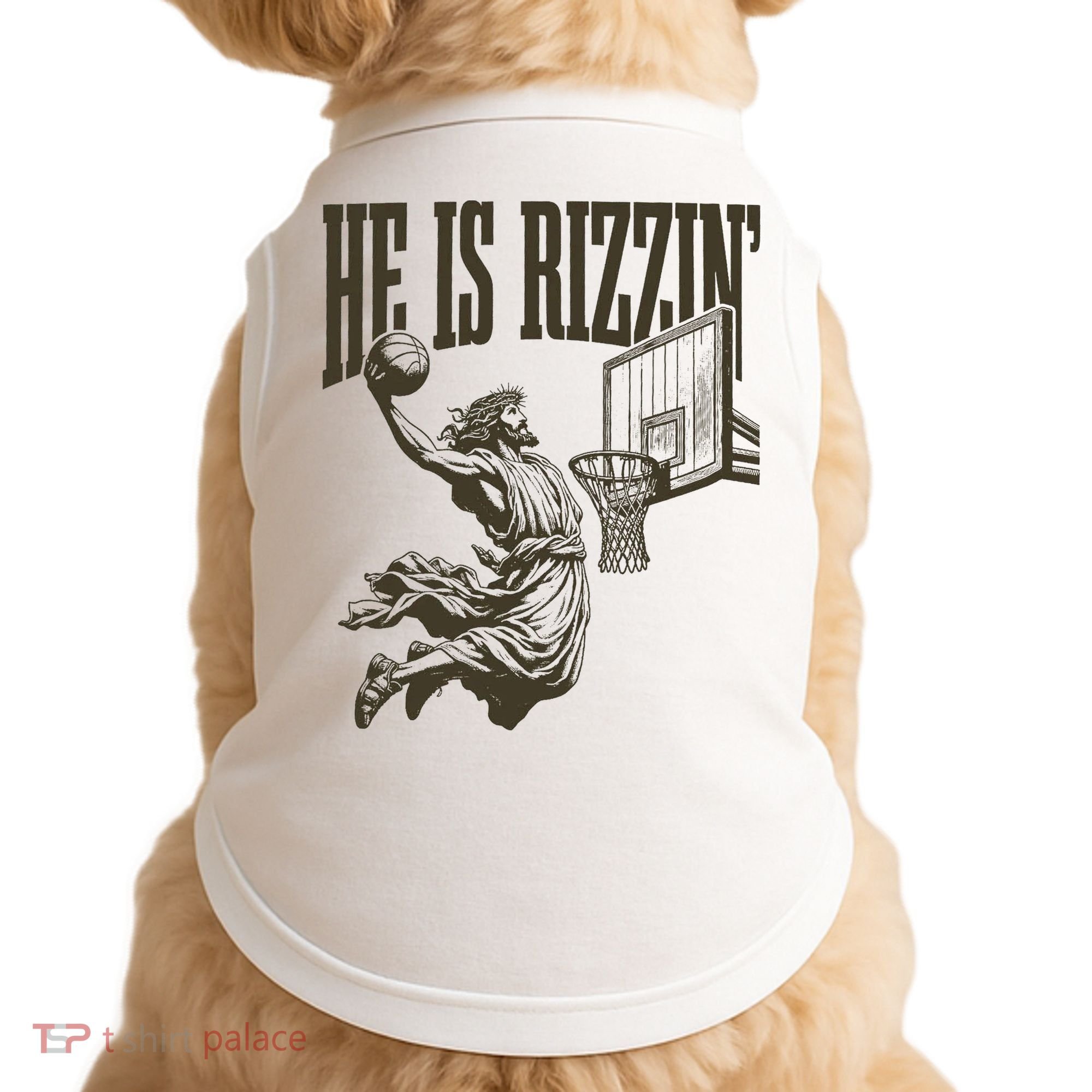 Jesus Playing Basketball He Is Rizzin Doggie Tank