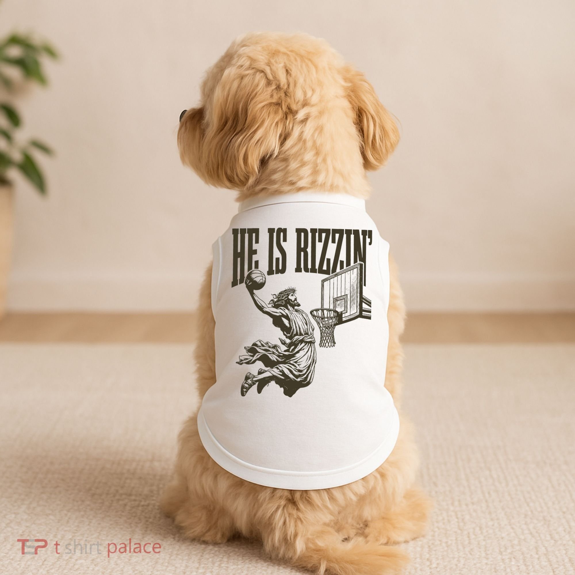 Jesus Playing Basketball He Is Rizzin Doggie Tank