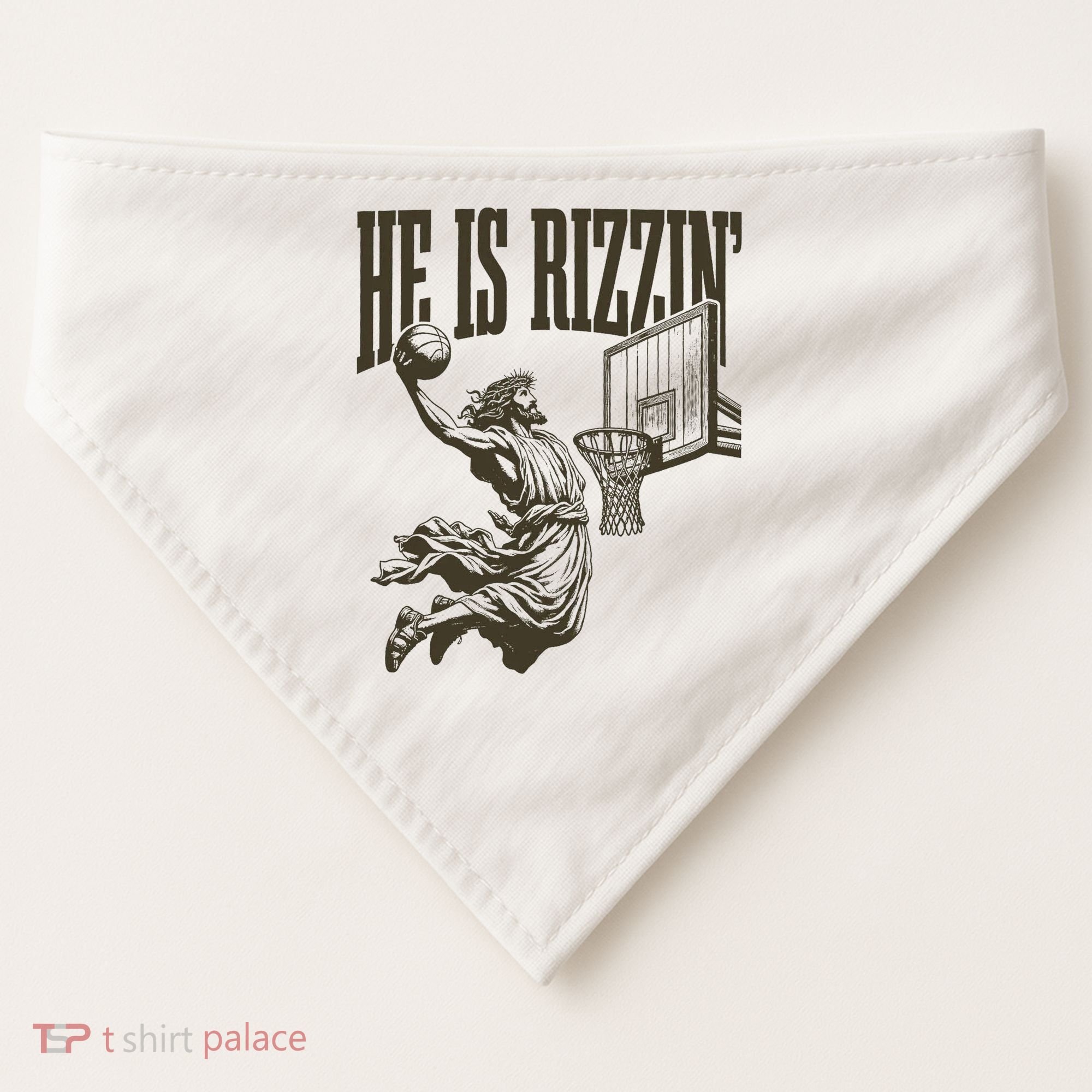 Jesus Playing Basketball He Is Rizzin USA-Made Doggie Bandana