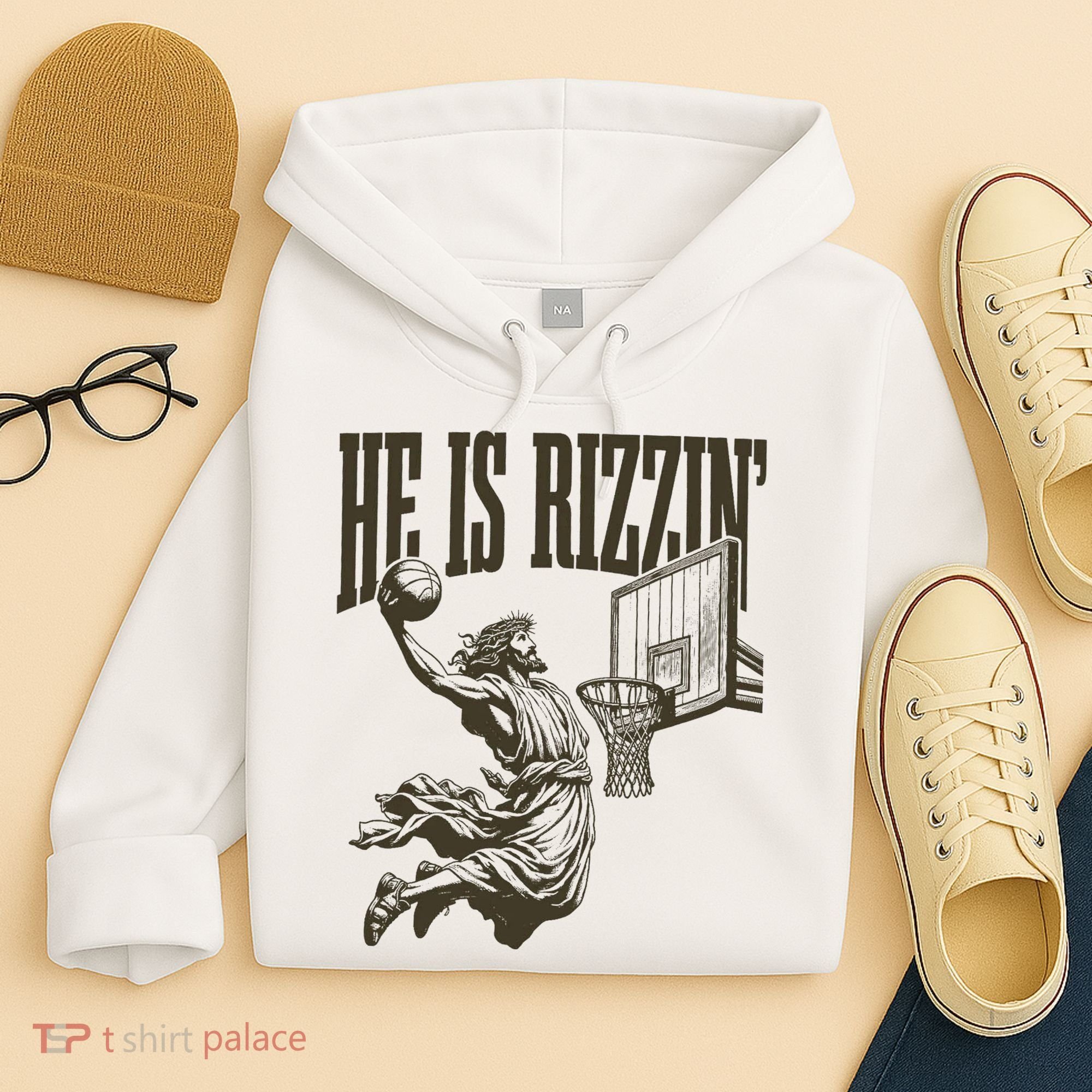 Jesus Playing Basketball He Is Rizzin Hoodie