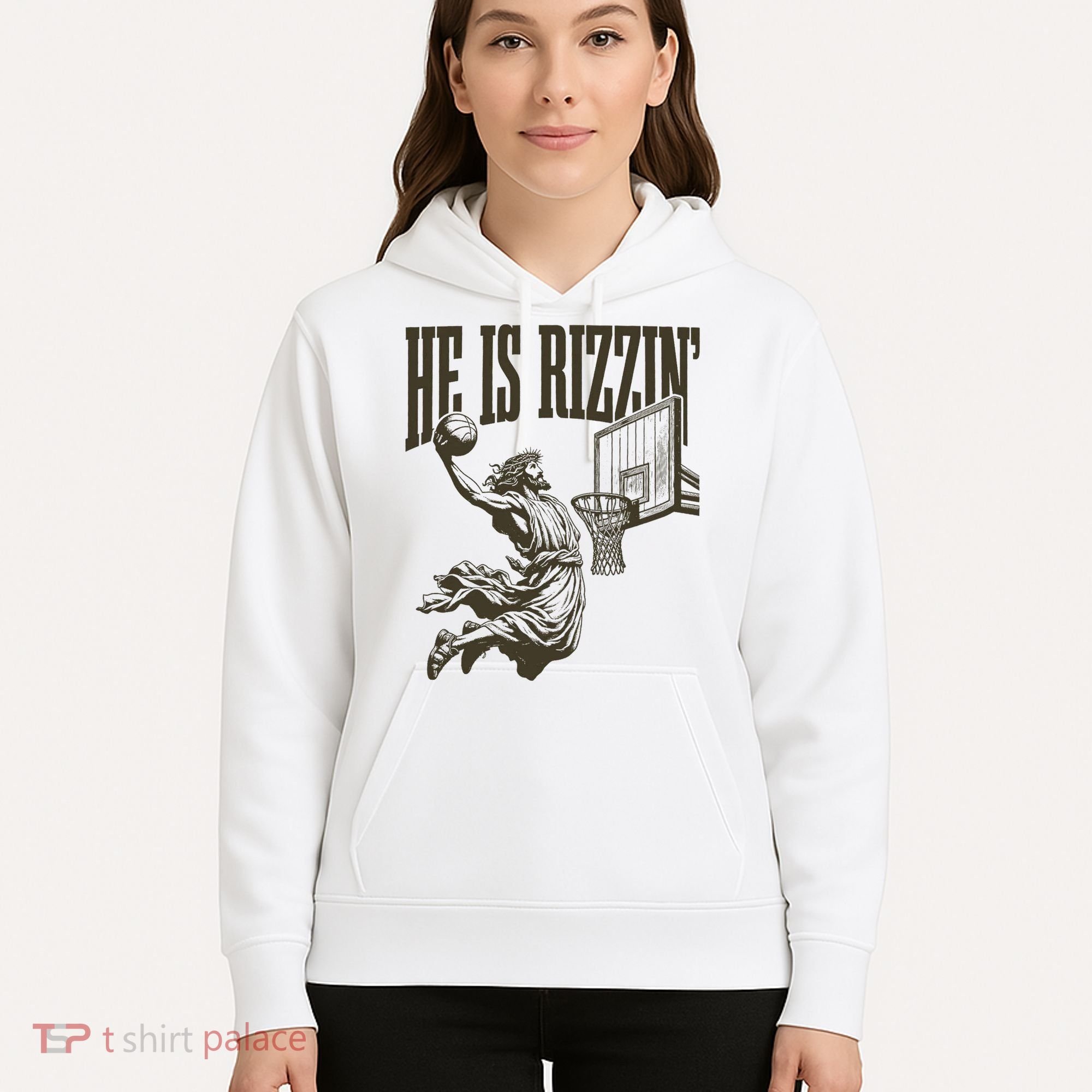 Jesus Playing Basketball He Is Rizzin Hoodie