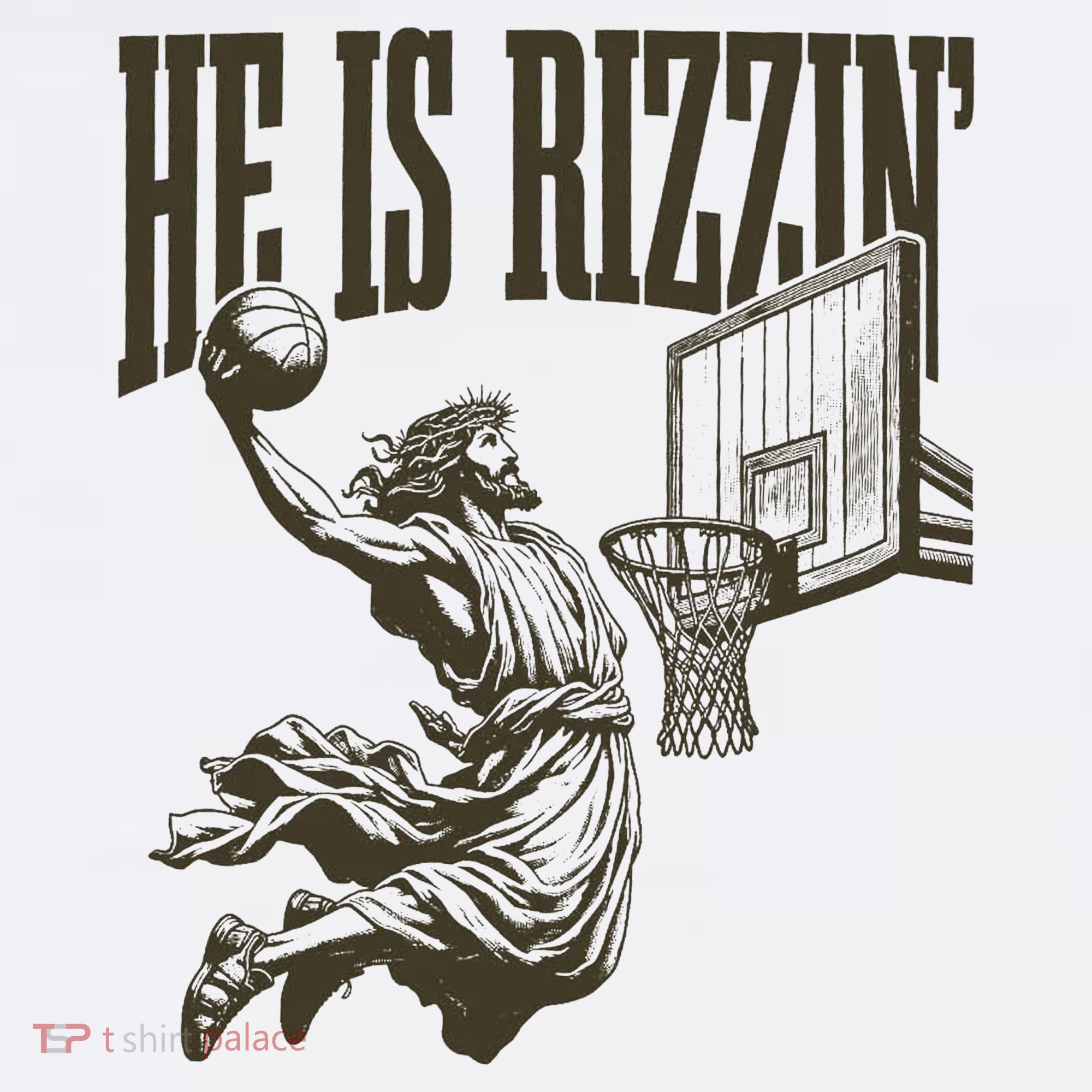 Jesus Playing Basketball He Is Rizzin Women's Hoodie