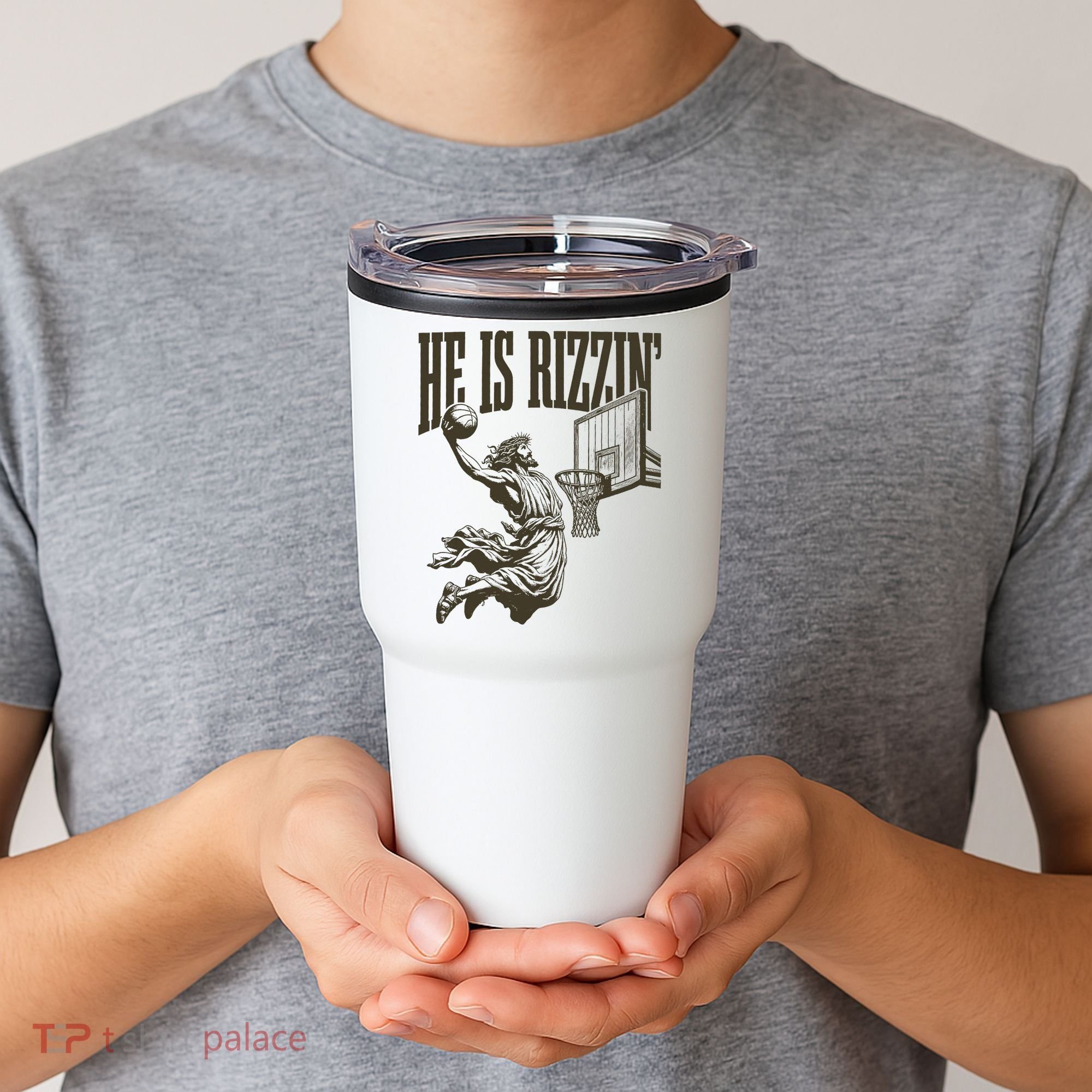 Jesus Playing Basketball He Is Rizzin Tumbler