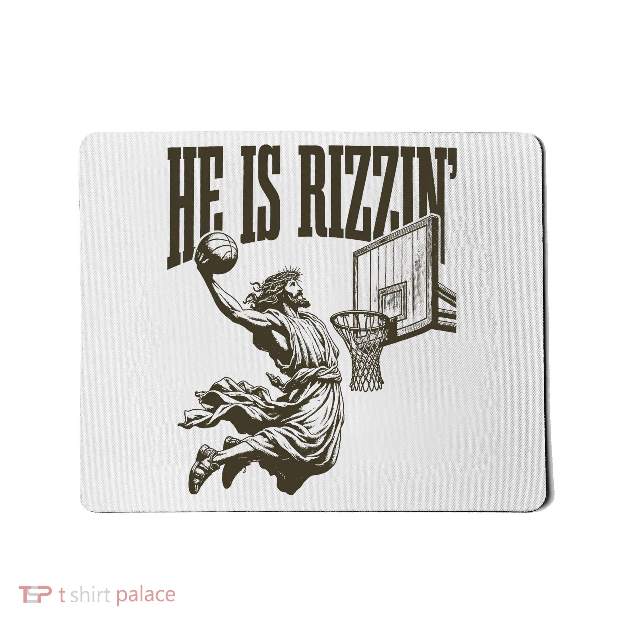 Jesus Playing Basketball He Is Rizzin Mousepad
