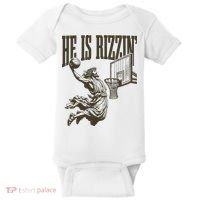 Jesus Playing Basketball He Is Rizzin Baby Bodysuit thumb 0