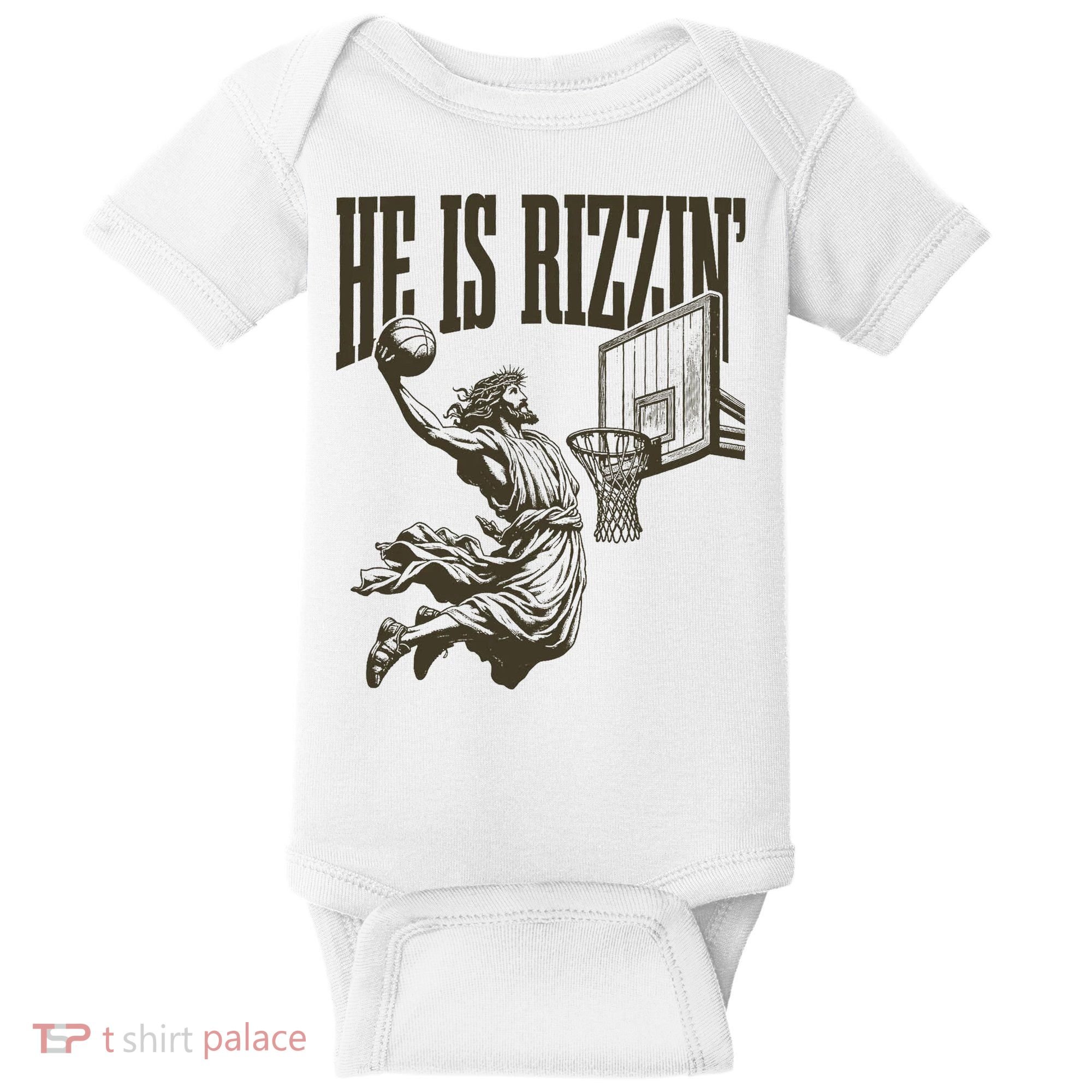 Jesus Playing Basketball He Is Rizzin Baby Bodysuit