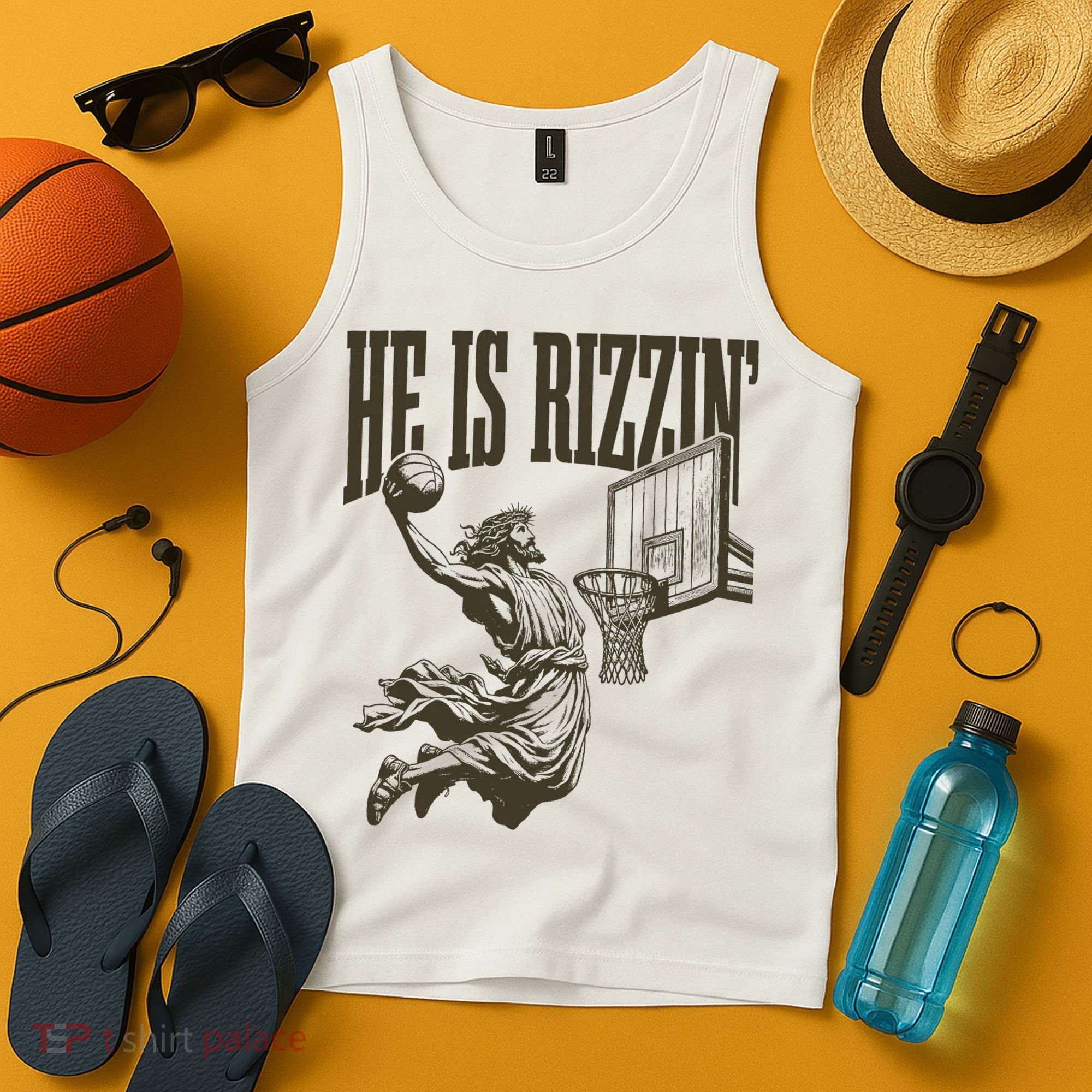 Jesus Playing Basketball He Is Rizzin Tank Top