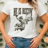 Jesus Playing Basketball He Is Rizzin Women's T-Shirt thumb 2