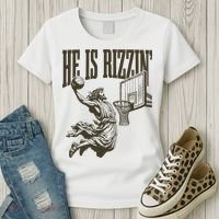 Jesus Playing Basketball He Is Rizzin Women's T-Shirt thumb 3