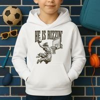 Jesus Playing Basketball He Is Rizzin Kids Hoodie thumb 2