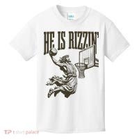 Jesus Playing Basketball He Is Rizzin Kids T-Shirt thumb 0