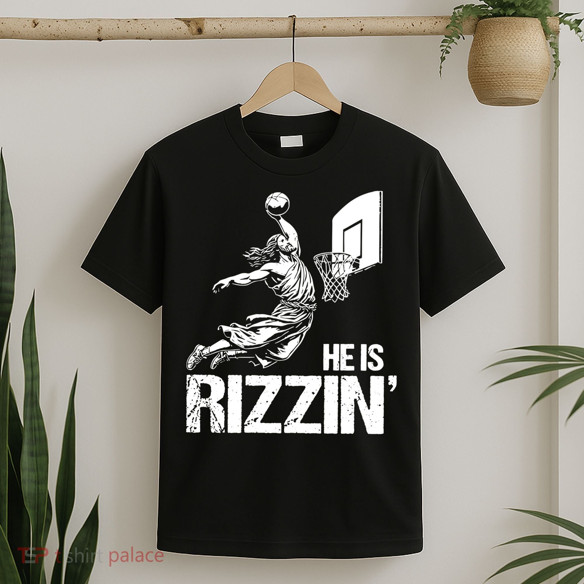 Jesus Playing Basketball He Is Rizzin Trending Funny Jesus T-Shirt