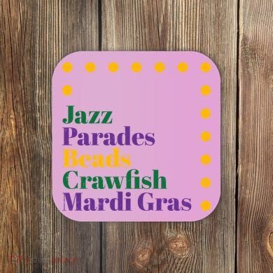 Jazz Parades Beads Crawfish Mardi Gras Coaster