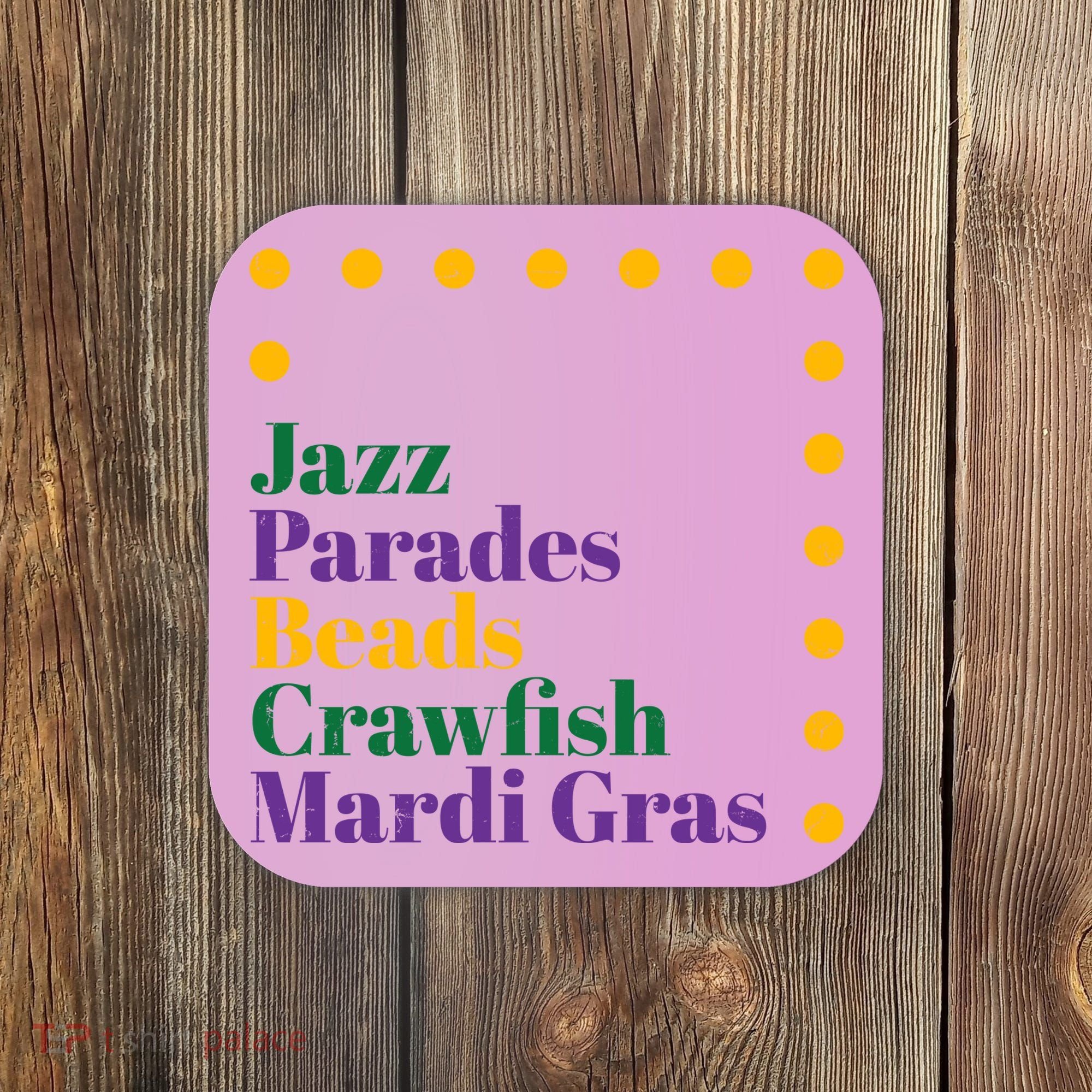 Jazz Parades Beads Crawfish Mardi Gras Coaster