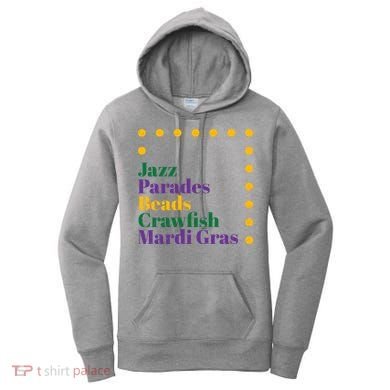 Jazz Parades Beads Crawfish Mardi Gras Women's Hoodie