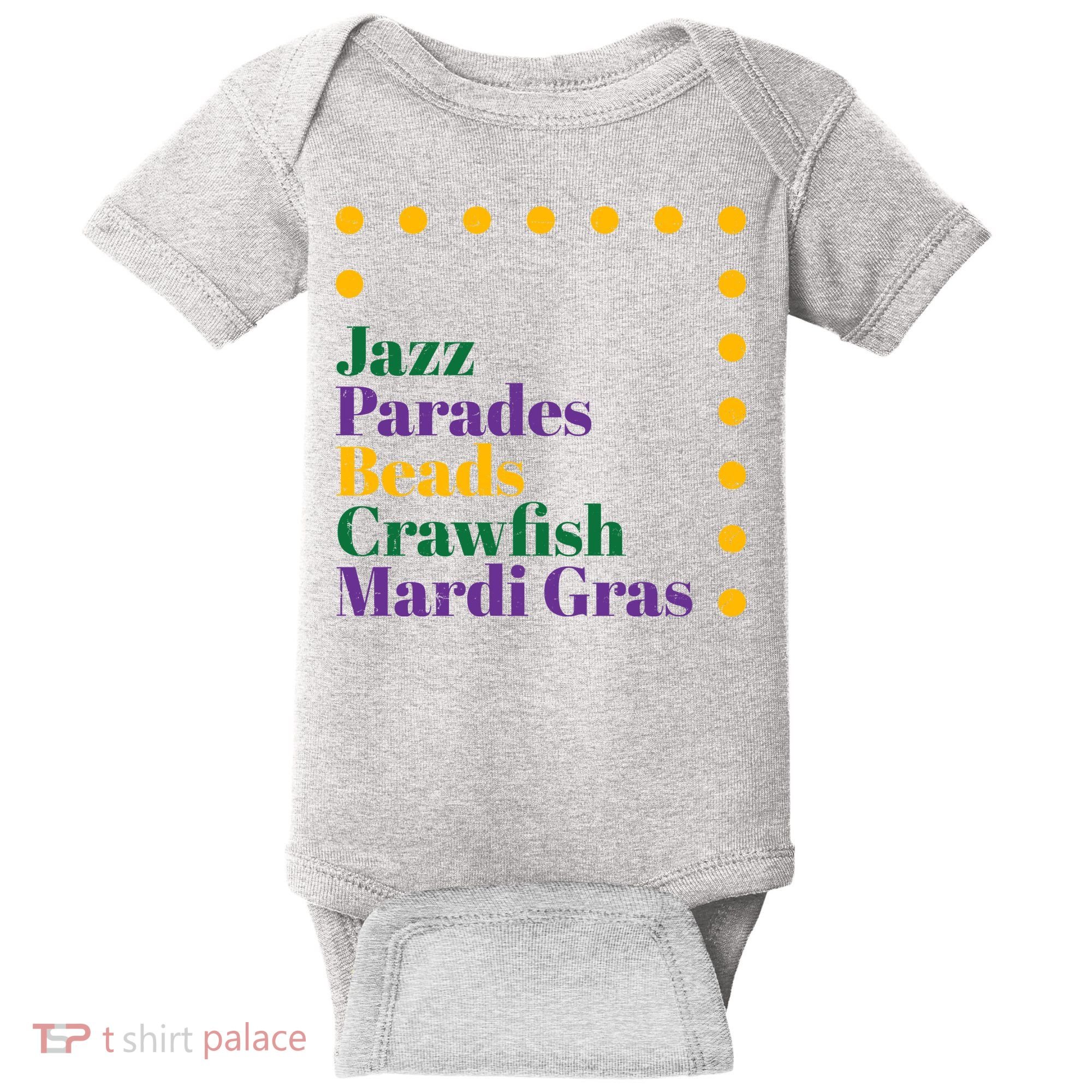 Jazz Parades Beads Crawfish Mardi Gras Baby Bodysuit
