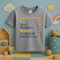 Jazz Parades Beads Crawfish Mardi Gras Toddler T-Shirt thumb 3
