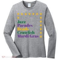 Jazz Parades Beads Crawfish Mardi Gras Women's Long Sleeve Shirt thumb 0