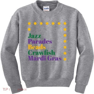 Jazz Parades Beads Crawfish Mardi Gras Kids Sweatshirt