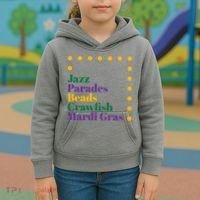 Jazz Parades Beads Crawfish Mardi Gras Kids Hoodie thumb 3