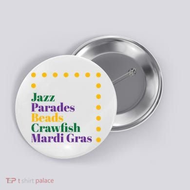 Jazz Parades Beads Crawfish Mardi Gras Button