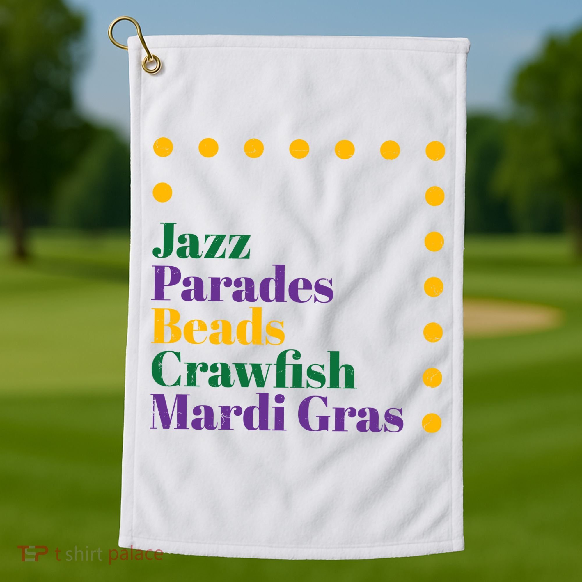 Jazz Parades Beads Crawfish Mardi Gras Golf Towel