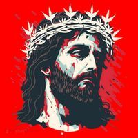 Jesus Painting Christianity Santa Hat thumb 1
