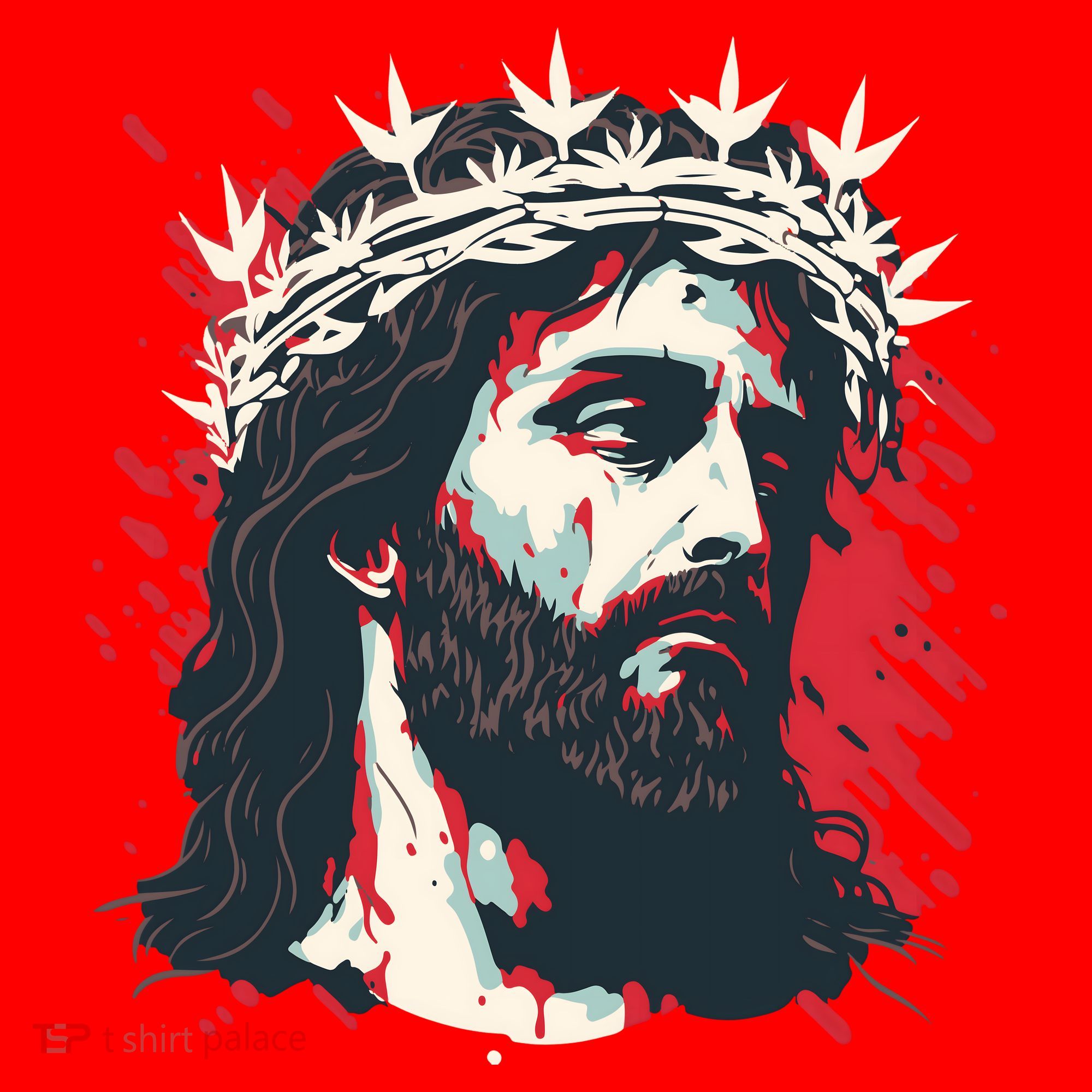 Jesus Painting Christianity Santa Hat