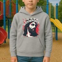 Jesus Painting Christianity Kids Hoodie thumb 2