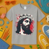 Jesus Painting Christianity Kids T-Shirt thumb 3