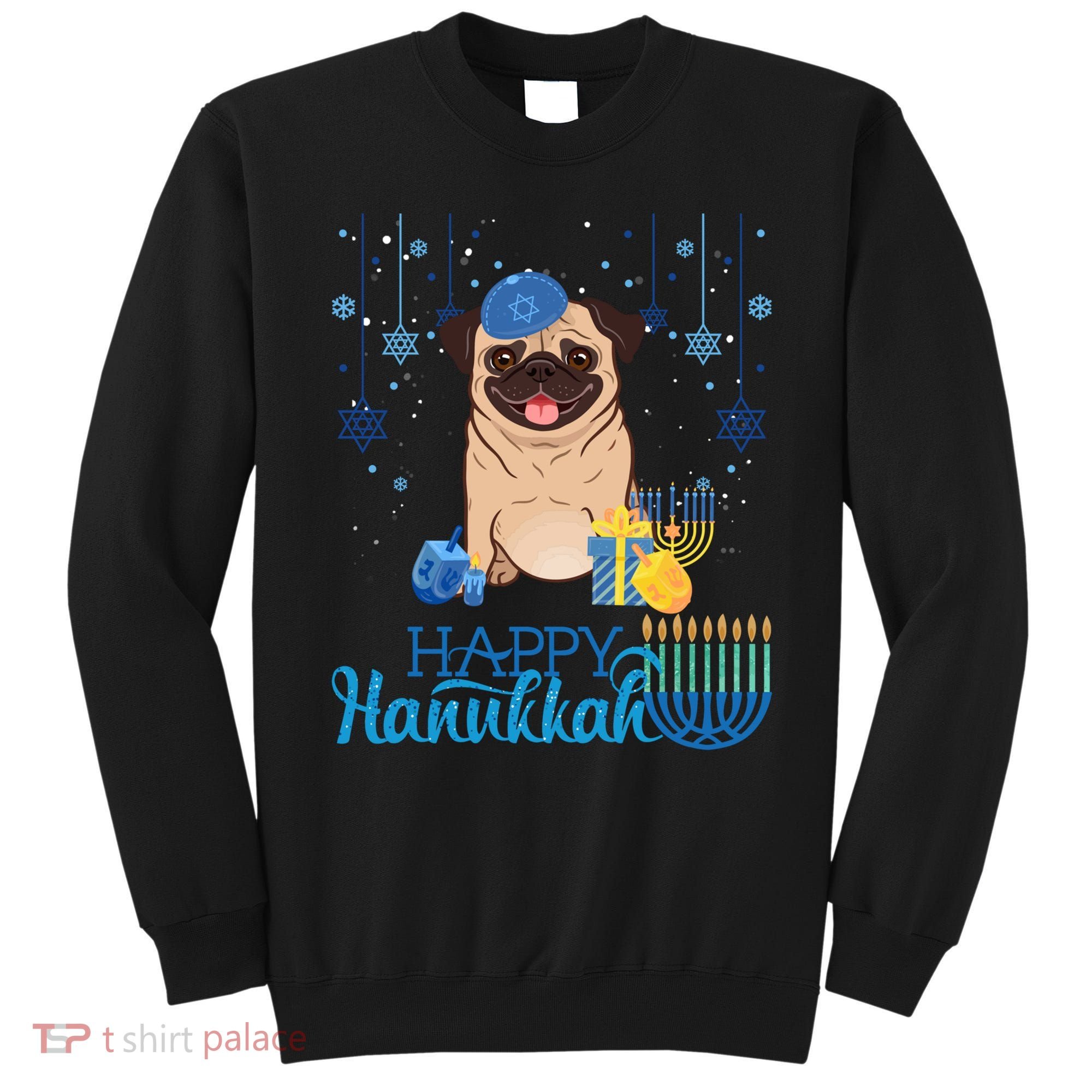 Jewish Pug Dog Orah Hat Chanukah Hanukkah Jewish Xmas Sweatshirt
