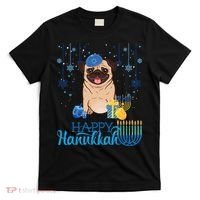 Jewish Pug Dog Orah Hat Chanukah Hanukkah Jewish Xmas T-Shirt thumb 0