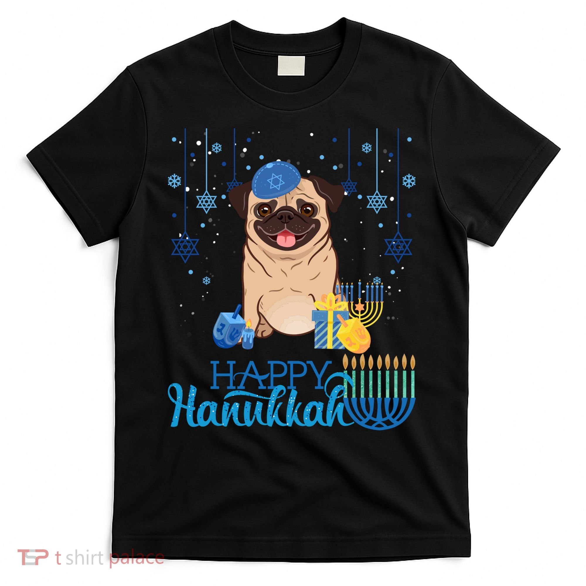 Jewish Pug Dog Orah Hat Chanukah Hanukkah Jewish Xmas T-Shirt
