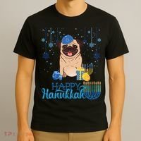 Jewish Pug Dog Orah Hat Chanukah Hanukkah Jewish Xmas T-Shirt thumb 3