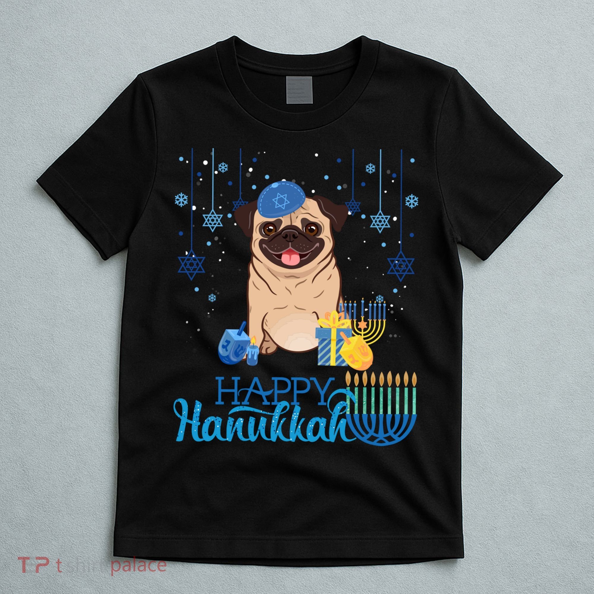 Jewish Pug Dog Orah Hat Chanukah Hanukkah Jewish Xmas T-Shirt