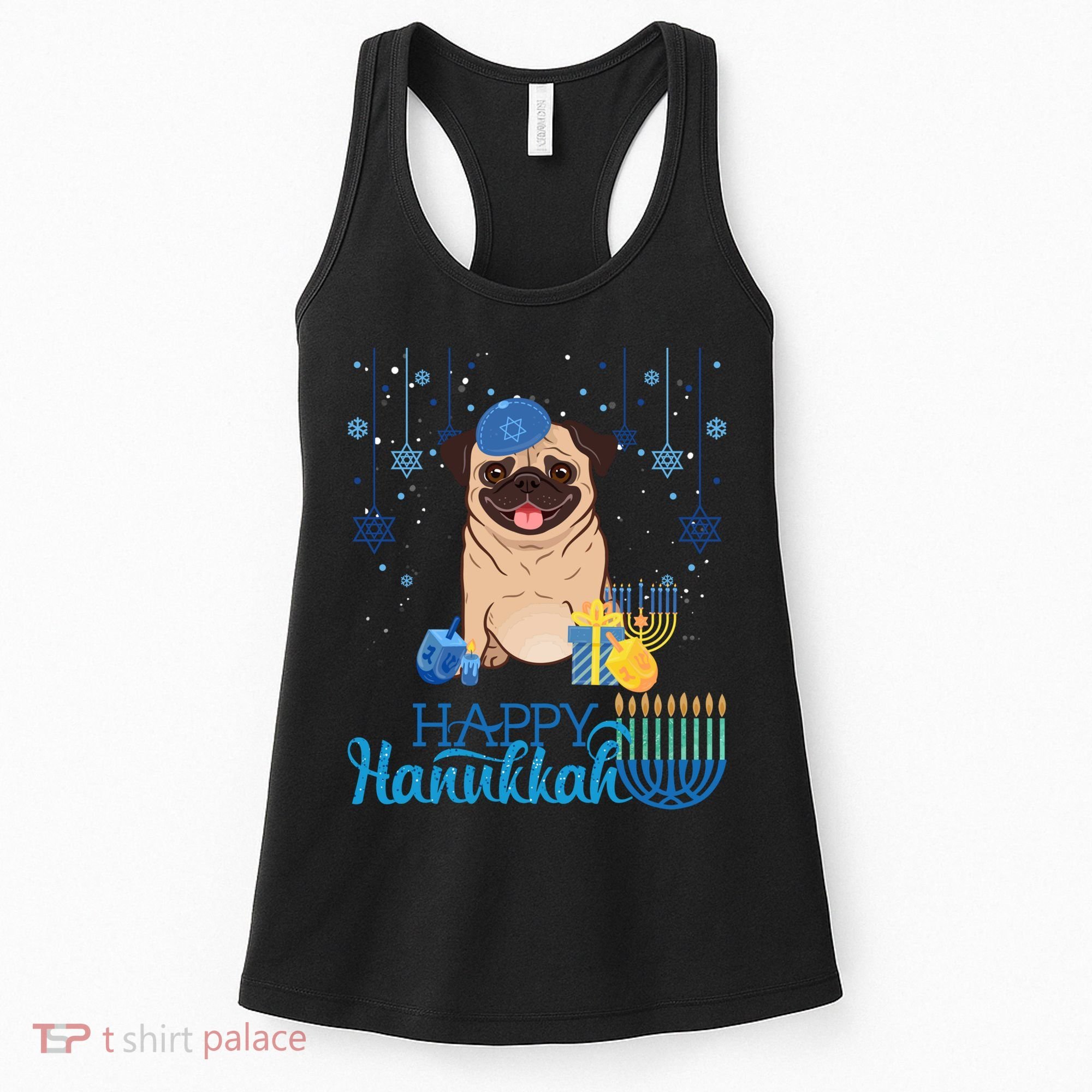Jewish Pug Dog Orah Hat Chanukah Hanukkah Jewish Xmas Women's Tank Top