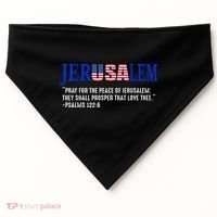 JERUSALEM Pray For the Peace Of Jerusalem US Israel Flag USA-Made Doggie Bandana thumb 0