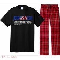 JERUSALEM Pray For the Peace Of Jerusalem US Israel Flag Pajama Set thumb 0